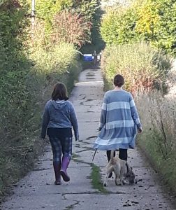 Walking the dog with children